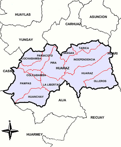 MAPA DE LA PROVINCIA DE HUARAZ