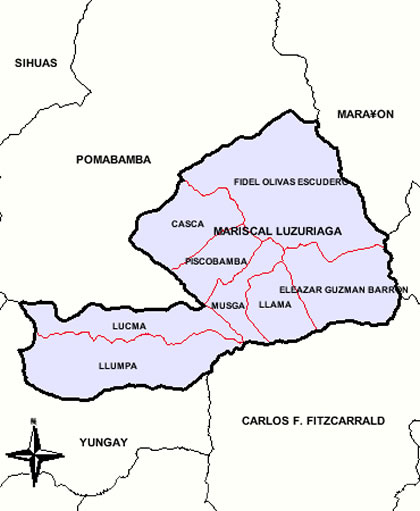 MAPA DE LA PROVINCIA MARISCAL LUZURIAGA