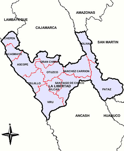 Mapa del Departamento de La Libertad